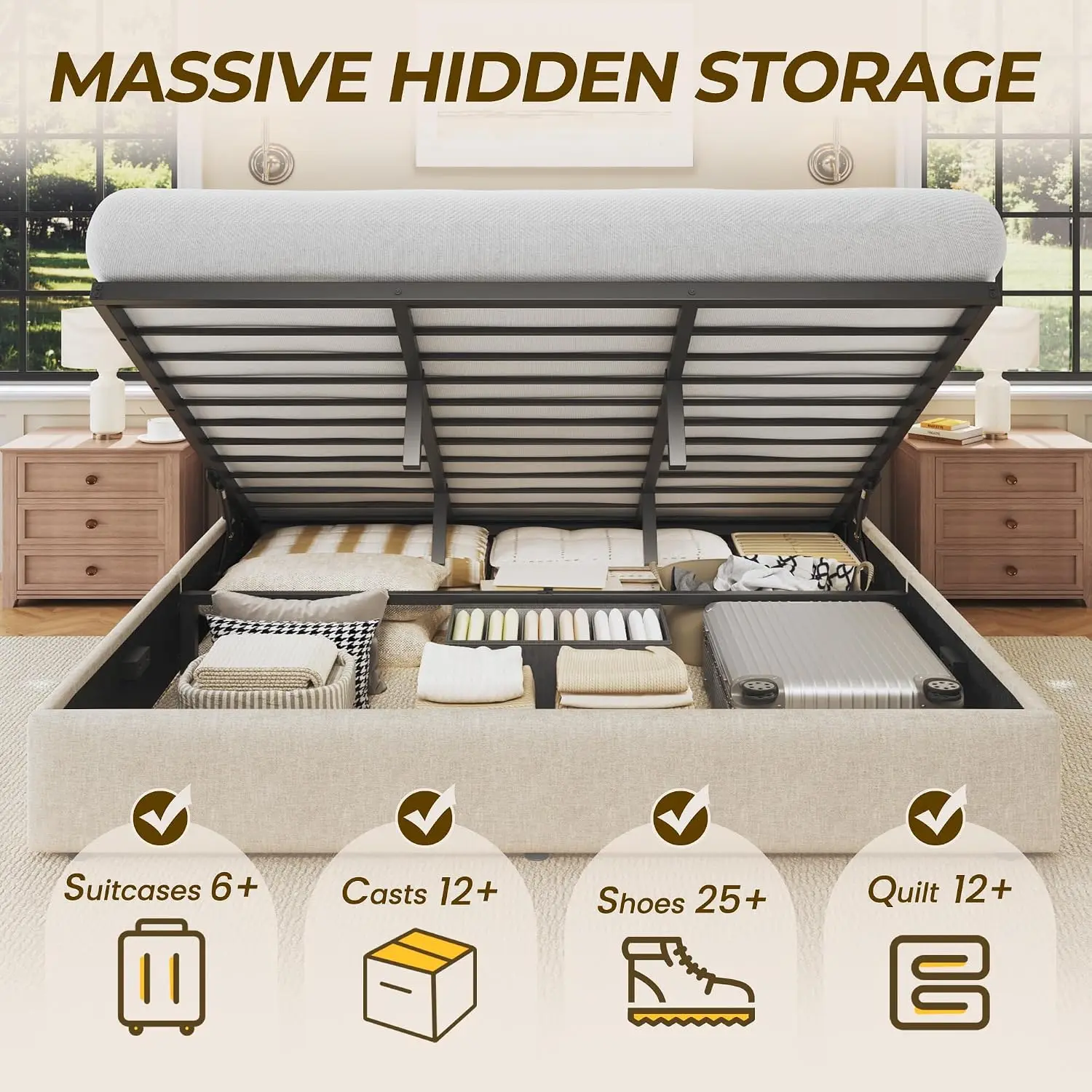 King Size Lift Up Storage Bed  - đánh giá và giá Gas Lift Storage Bed Hydraulic