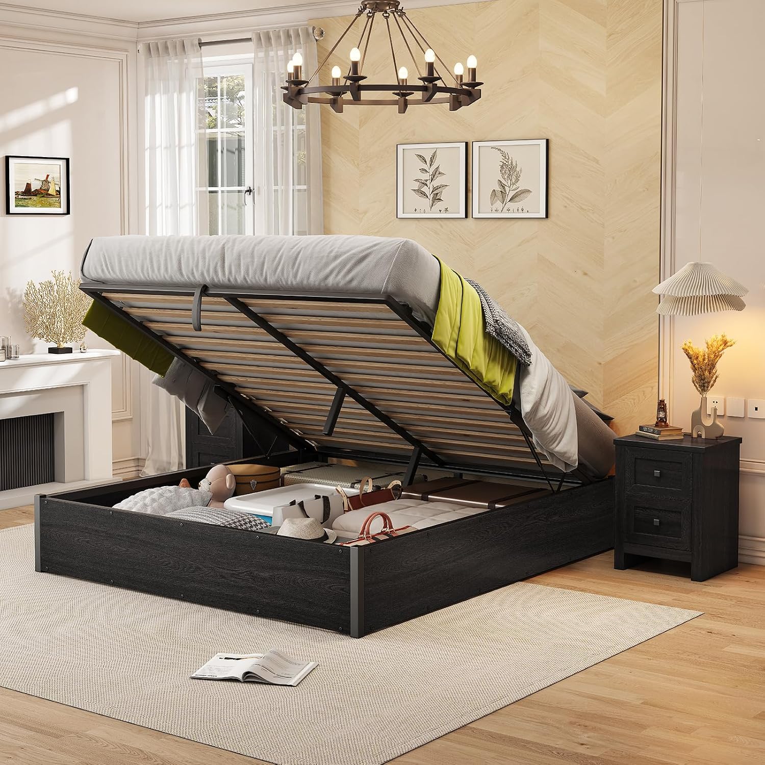 Lift Up Storage Bed Frame, Dar - đánh giá và giá Gas Lift Storage Bed Hydraulic