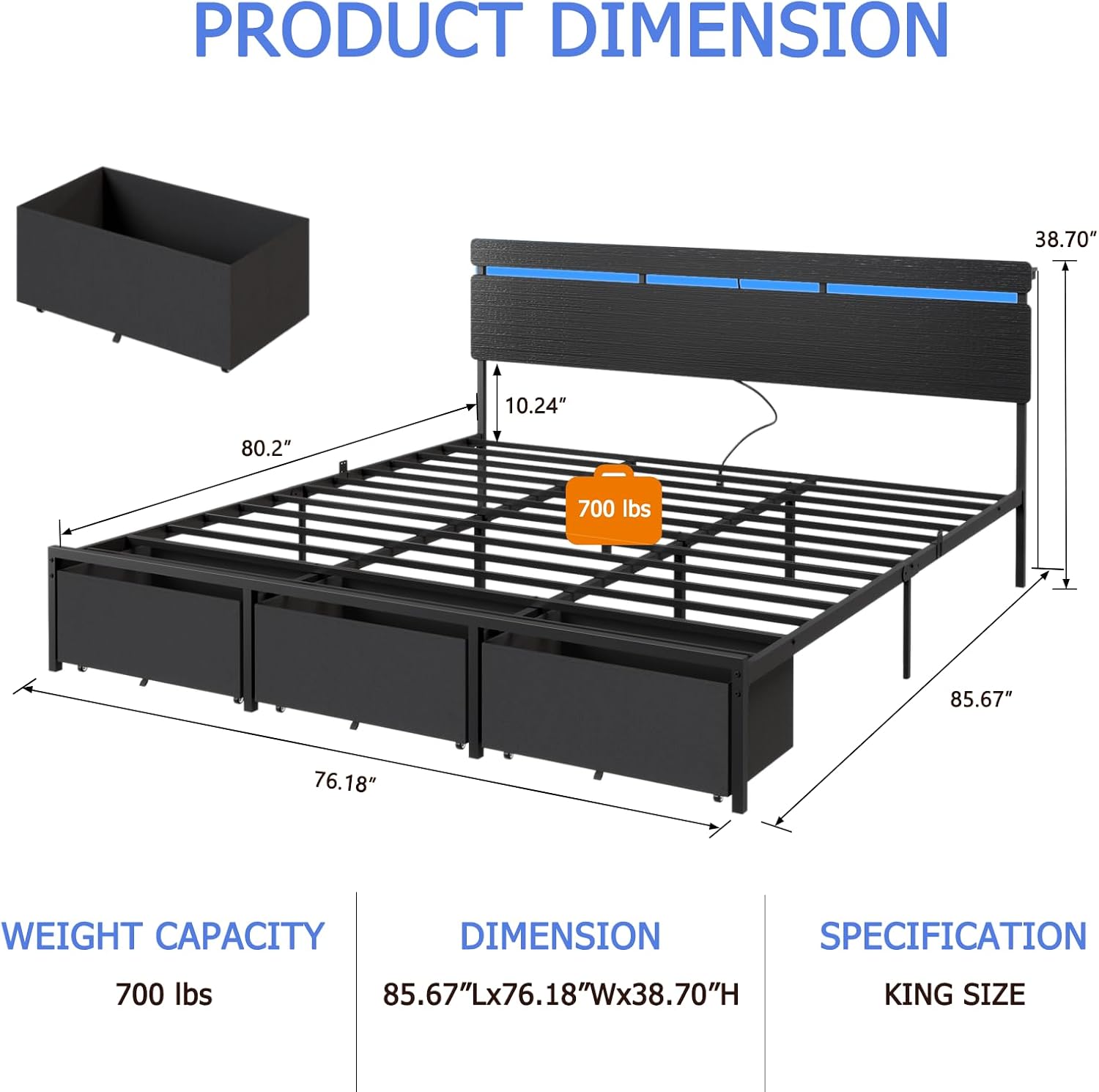 Forestell King Size Bed Frame  - đánh giá và giá King Size Bed Frame With Storage Drawers
