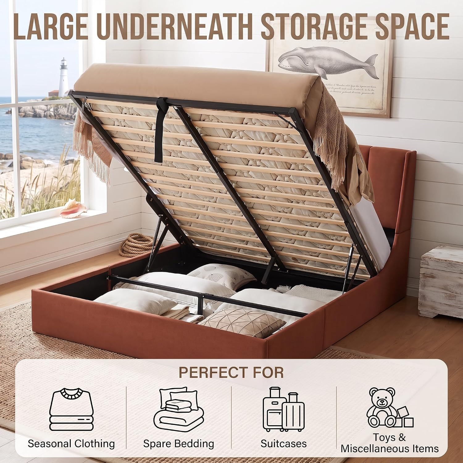 Queen Lift Up Storage Bed Fram - đánh giá và giá Gas Lift Storage Bed Hydraulic