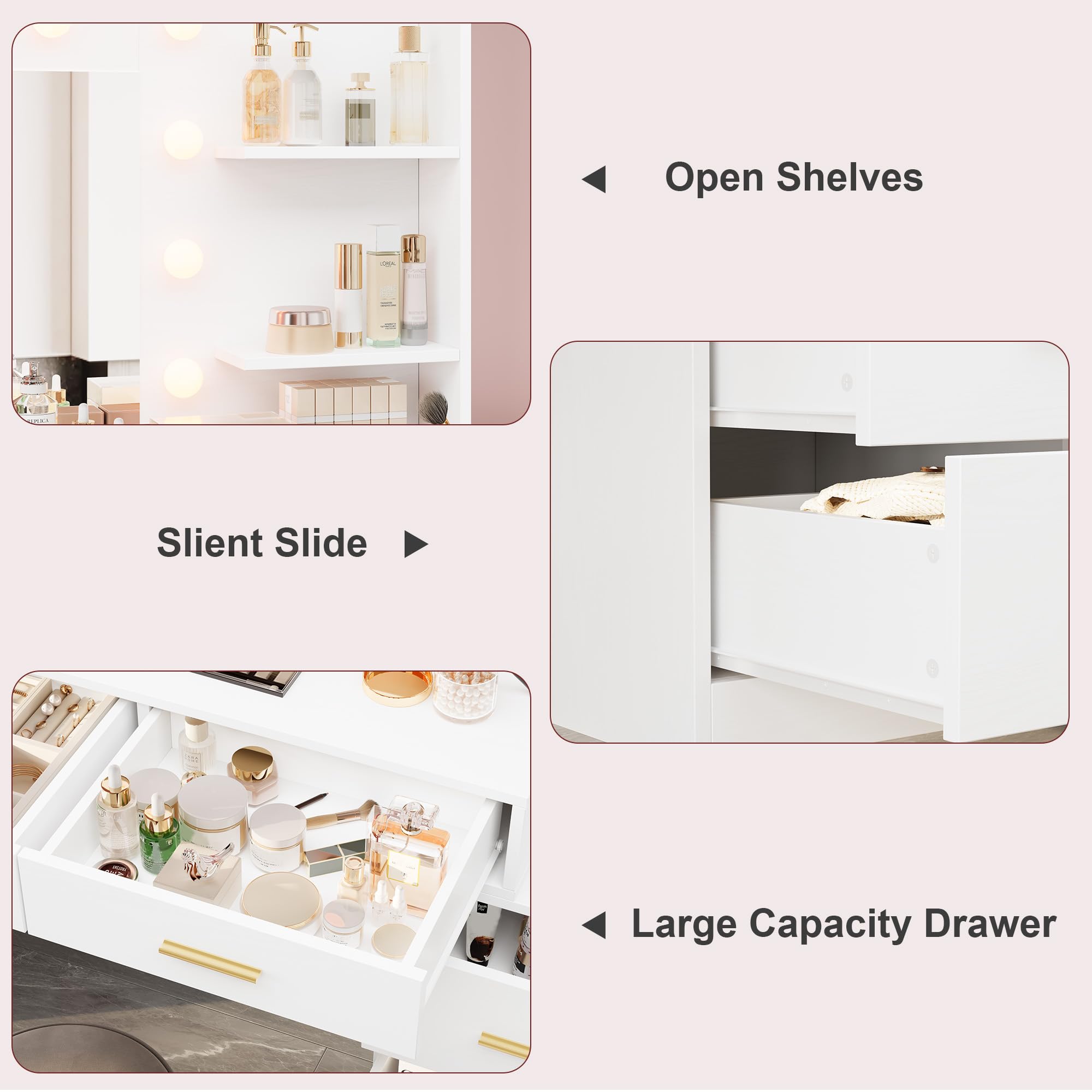 61in Vanity Desk with Mirror & - đánh giá và giá Dressing Table Vanity With Lighted Mirror
