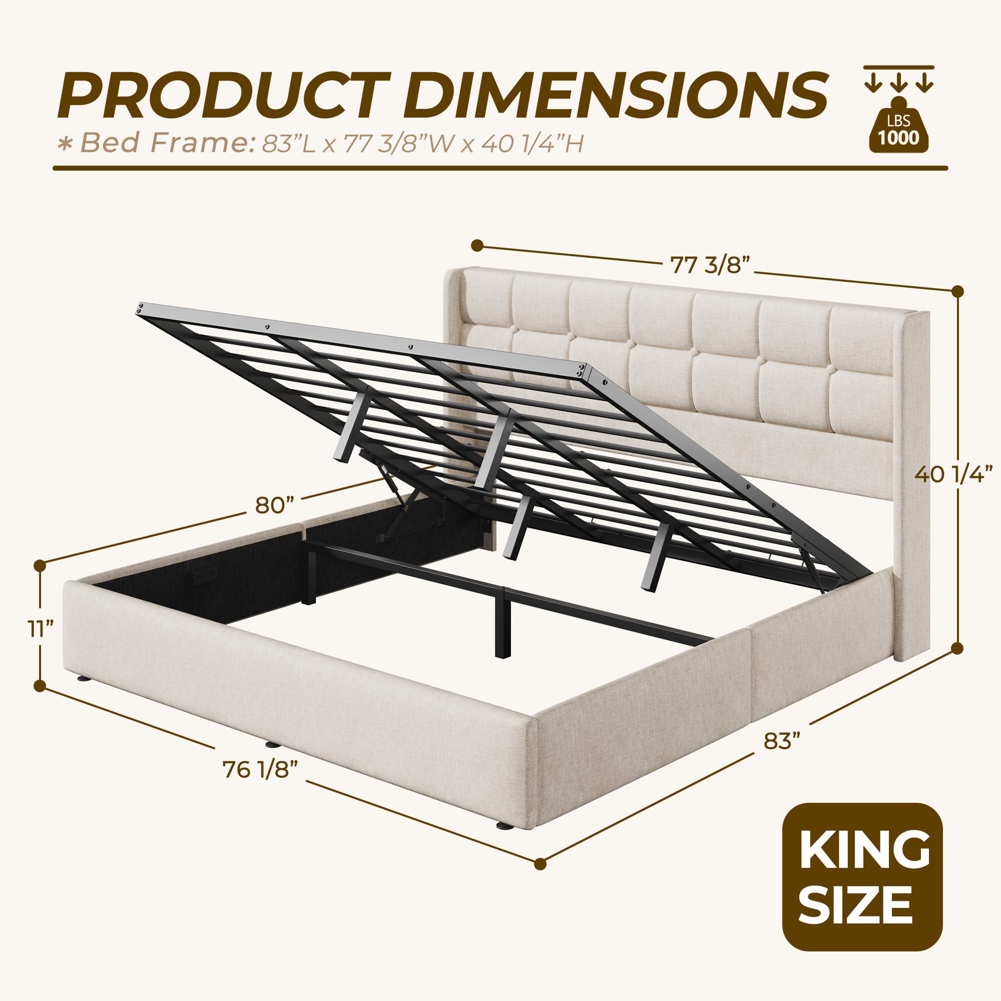 HIT King Size Lift Up Storage  - đánh giá và giá Gas Lift Storage Bed Hydraulic