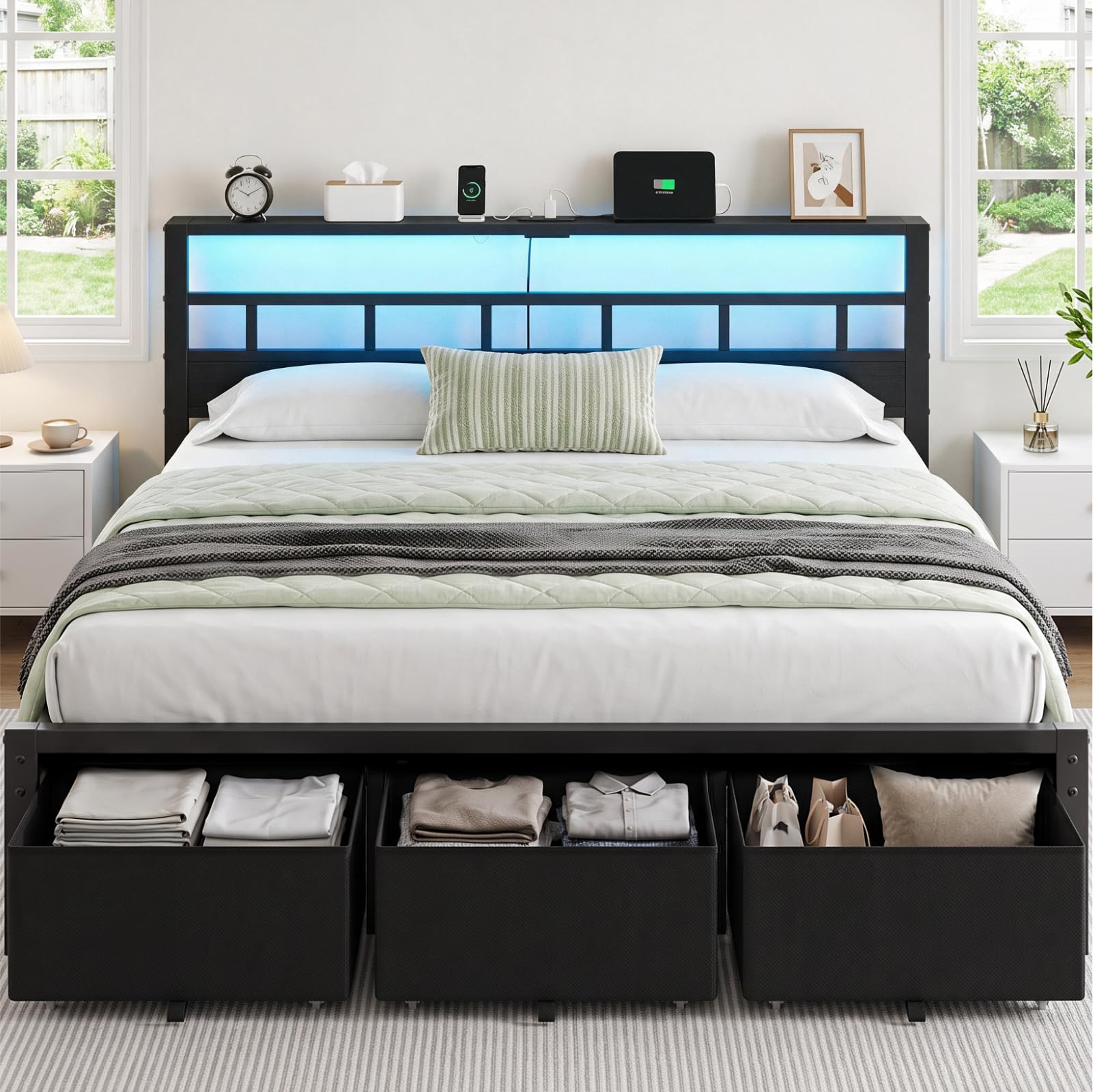 King Size Bed Frame with 3 Sto - đánh giá và giá King Size Bed Frame With Storage Drawers