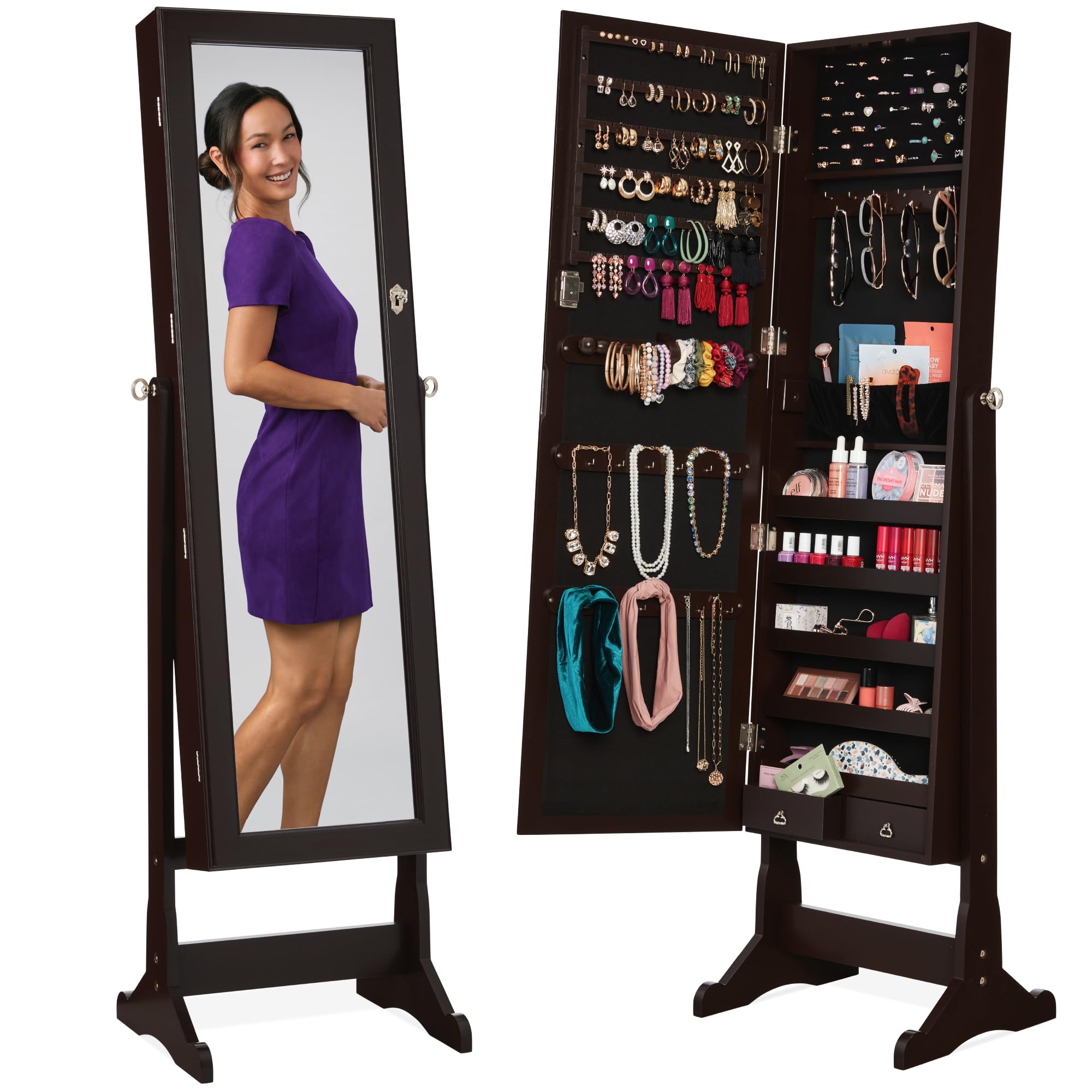 Freestanding Jewelry Armoire C - đánh giá và giá Full Length Mirror Jewelry Armoire